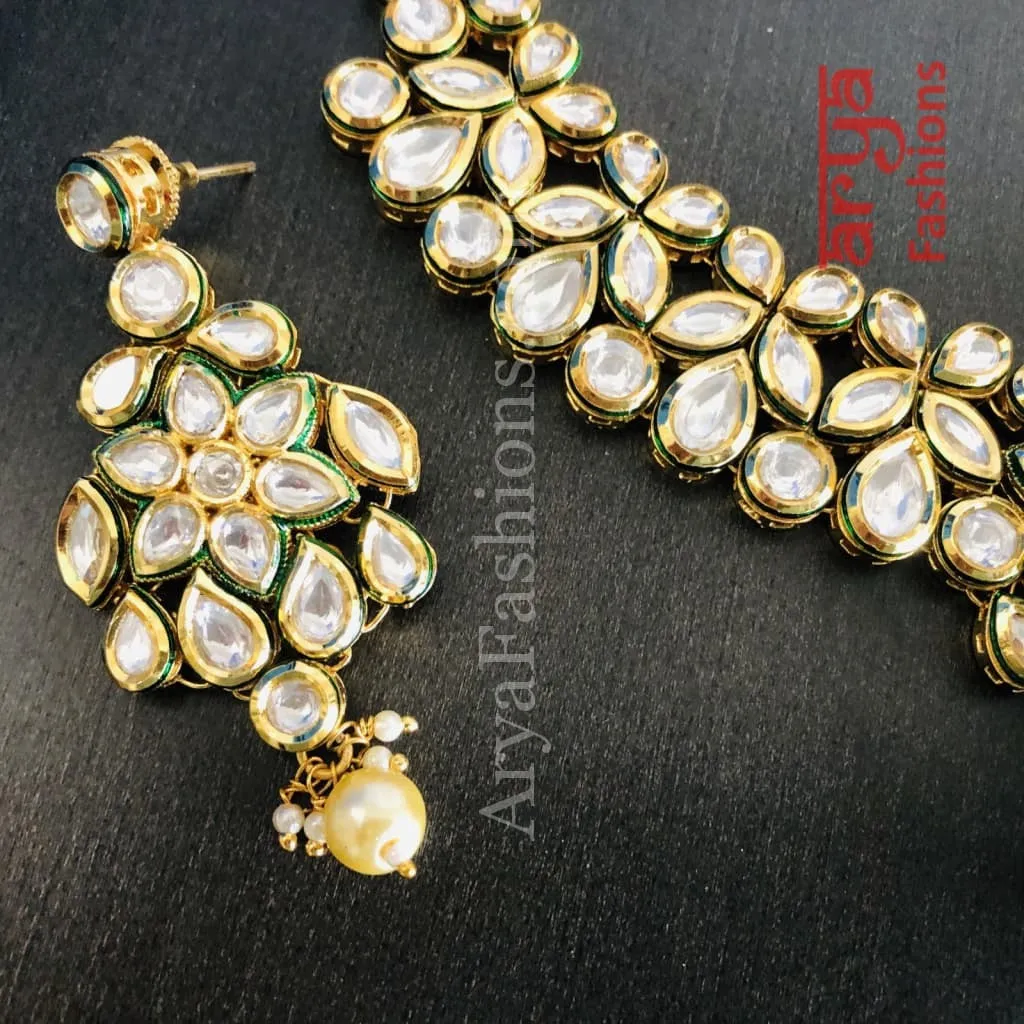 Bridal Kundan Meenakari Necklace with statement earring