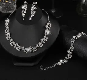 Bridal Necklace Earrings Zircon Wedding Party Jewelry Set Crystal Necklace Earrings For Women Luxury Suit