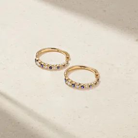 Bubbly Sapphire and Diamond Graduating Hoop Earrings