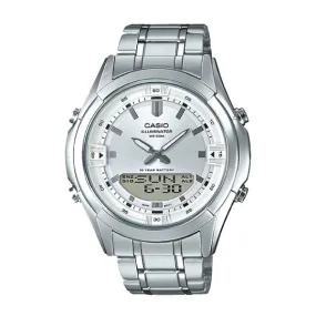 Casio Analog-Digital Combination Silver Stainless Steel Band Watch AMW840D-7A AMW-840D-7A