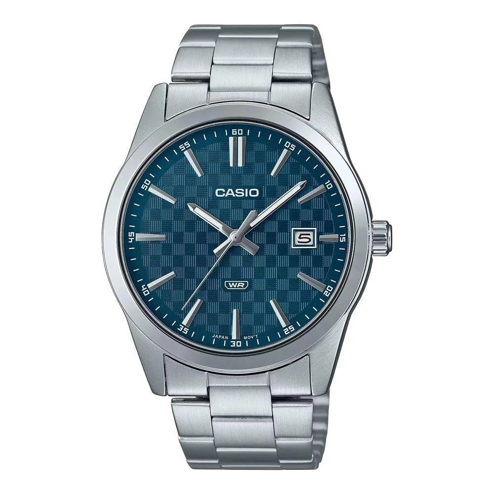 CASIO DATE CARBON LOOK DIAL - Petrol Blue