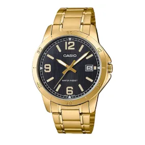 Casio Men's Standard Analog Gold Ion Plated Stainless Steel Band Watch MTPV004G-1B MTP-V004G-1B