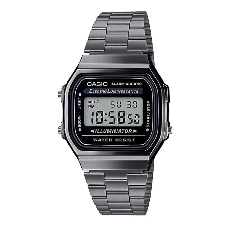 Casio Standard Digital Gray Ion Plated Stainless Steel Band Watch A168WGG-1A