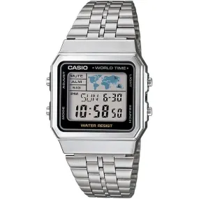 CASIO VINTAGE World Time - Silver & Black