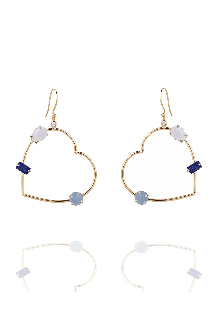 Cerulean Heart Hoop Earrings