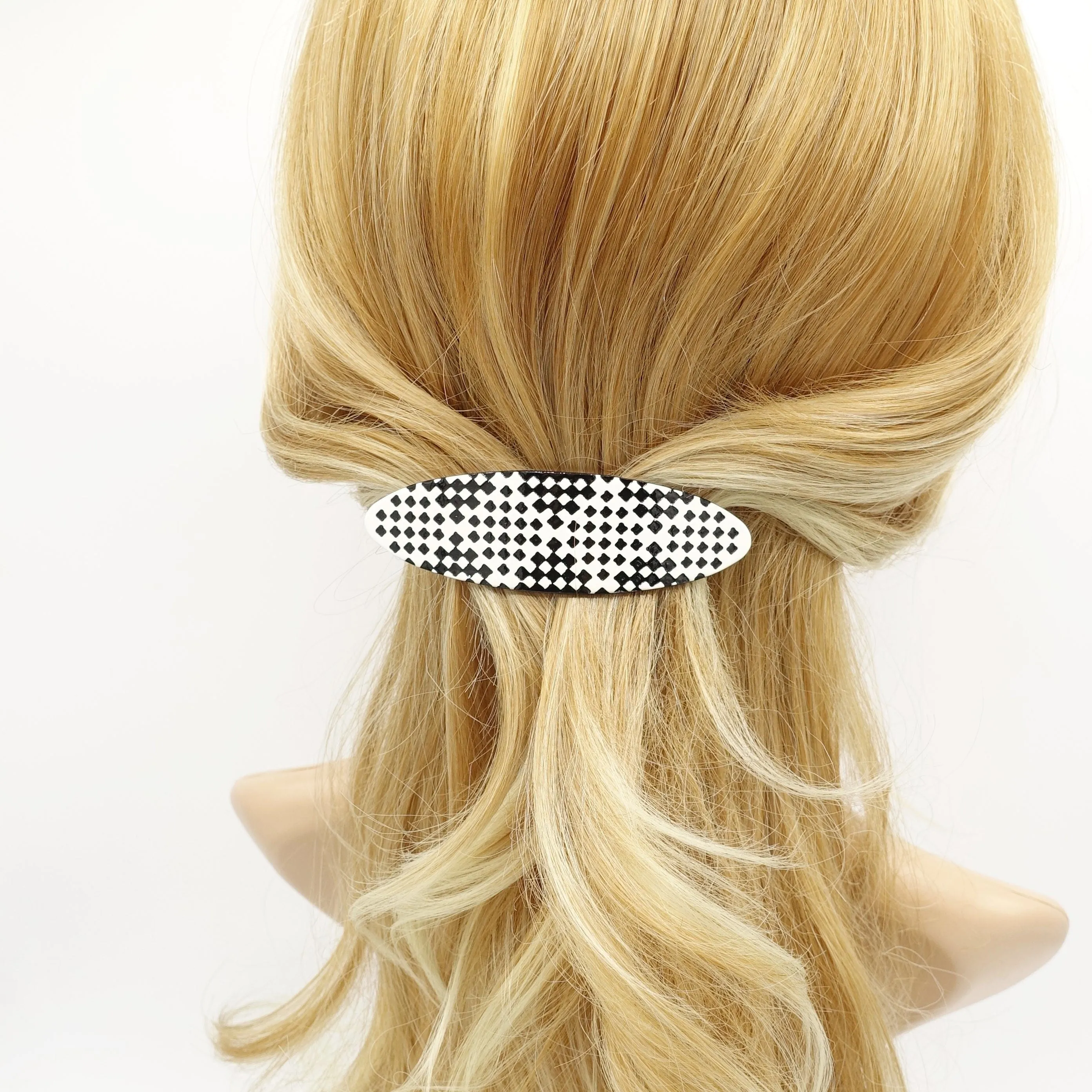 checkered hair barrette, cellulose acetate  French hair barrette