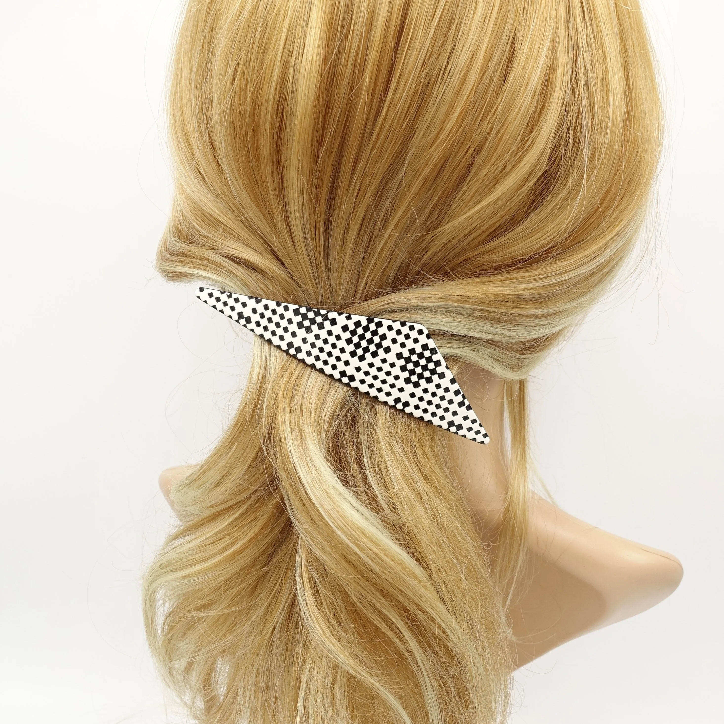 checkered hair barrette, cellulose acetate  French hair barrette