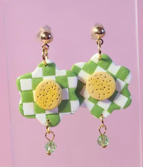 Checkered Spring Flower Earrings