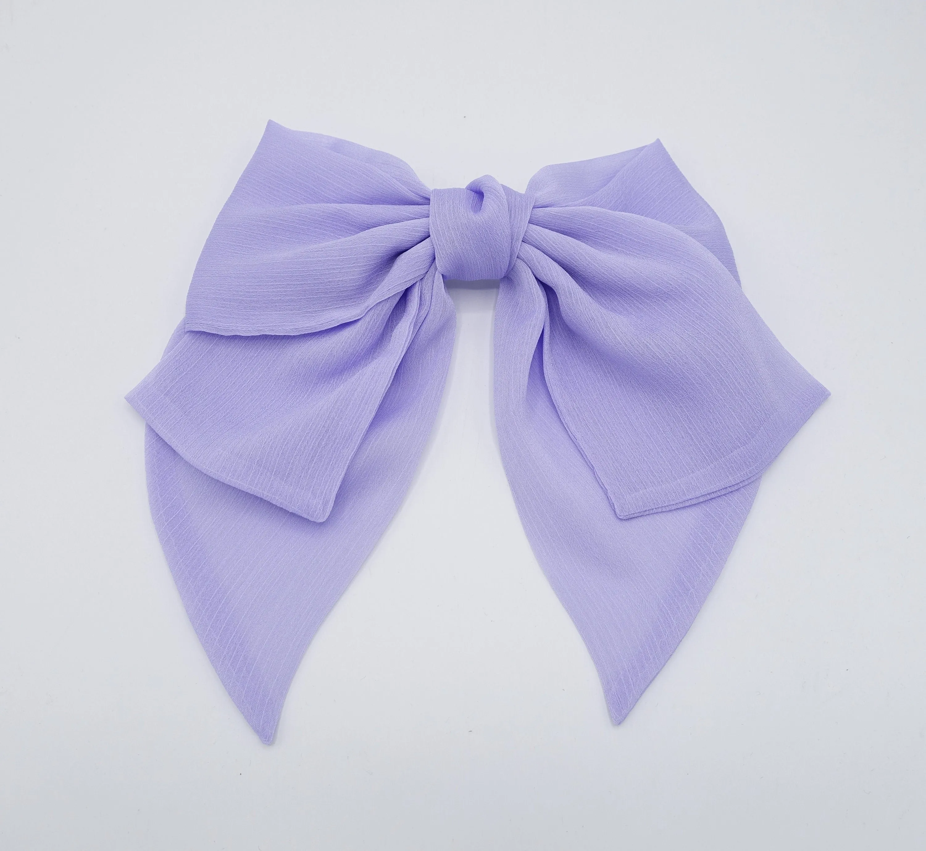 chiffon 2 tails hair bow large hair accessory for women