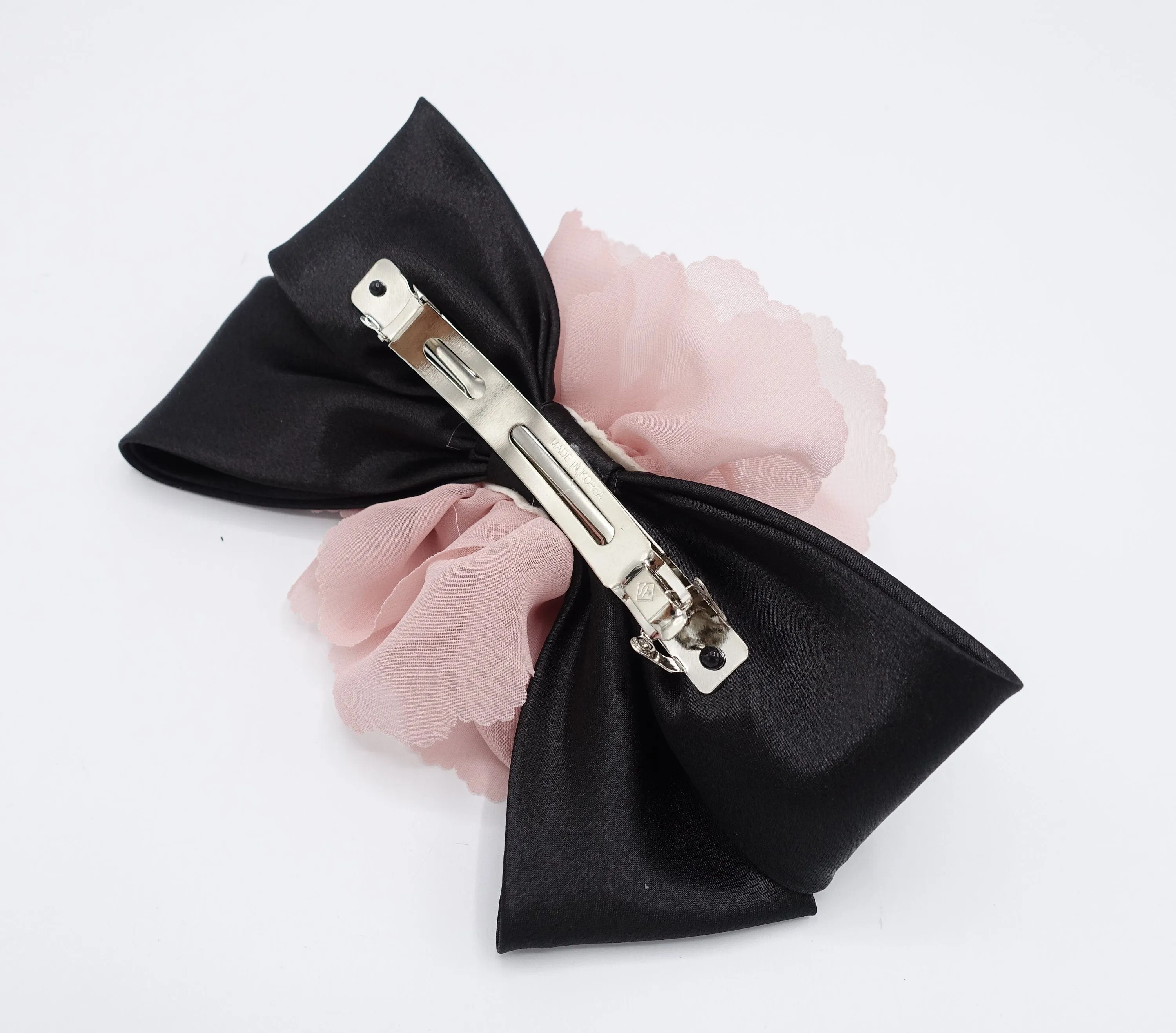 chiffon flower barrette, satin hair bow, flower bow barrette for women