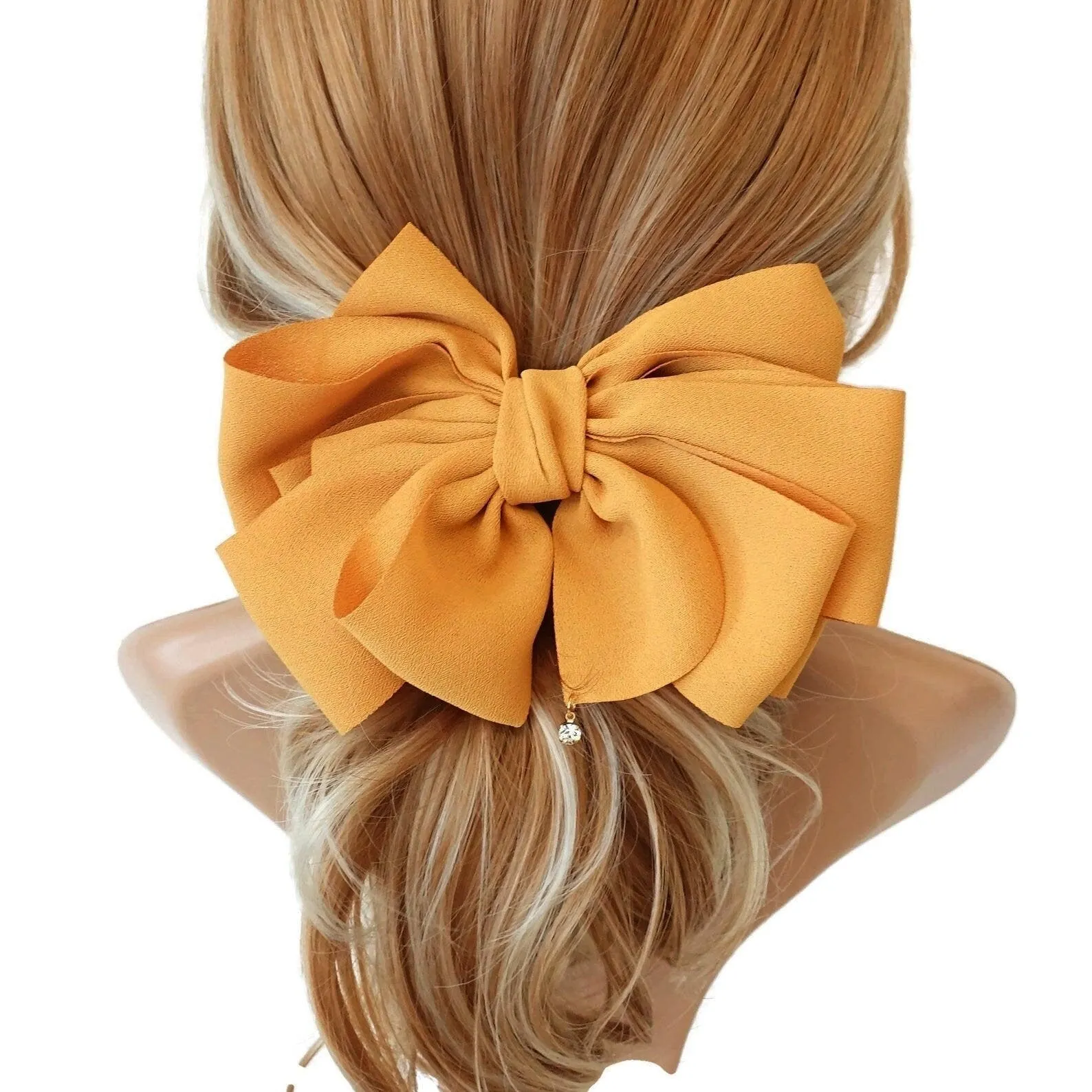 chiffon multi layered bow french hair barrette clip