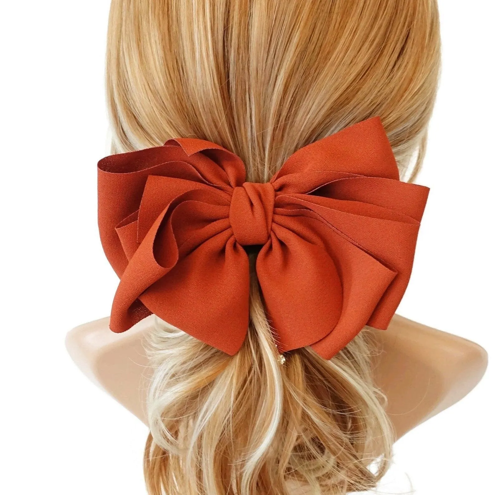 chiffon multi layered bow french hair barrette clip