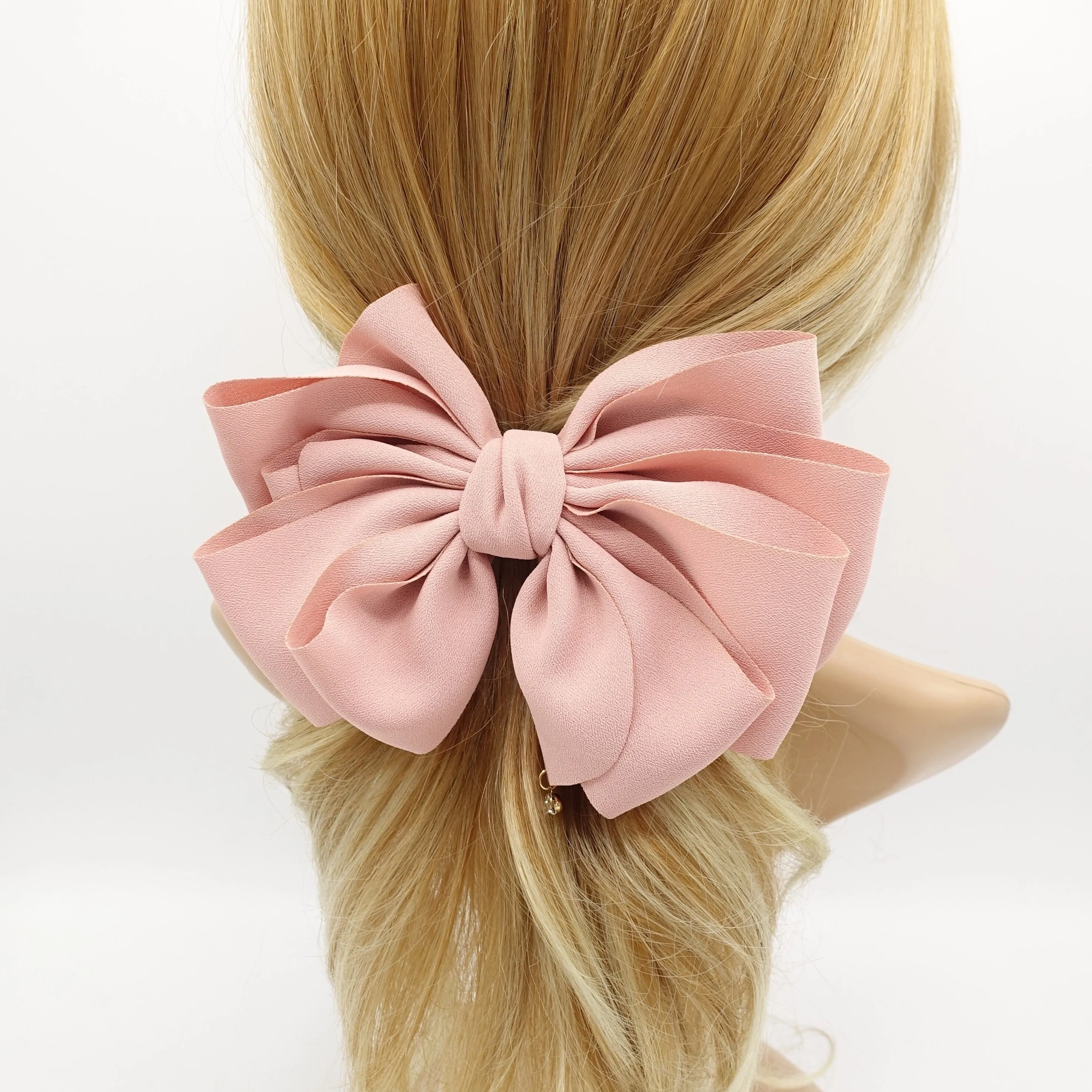 chiffon multi layered bow french hair barrette clip