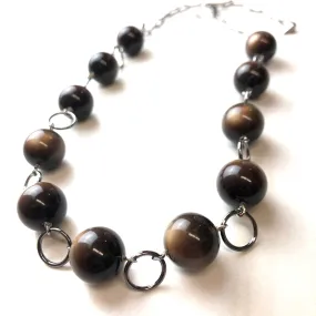 Chocolate Brown Moonglow Stations Necklace