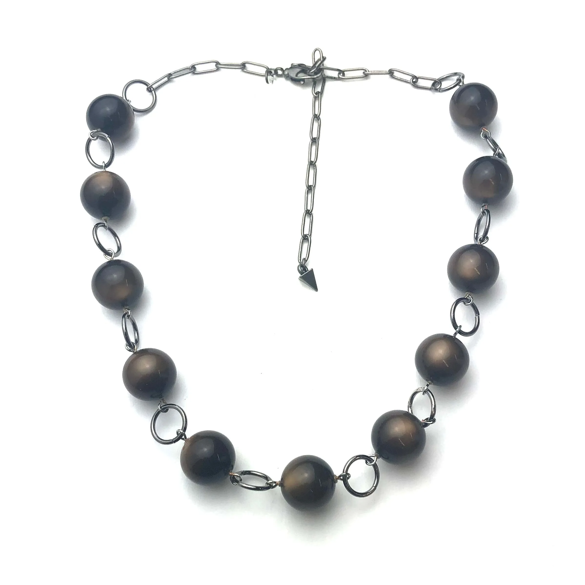 Chocolate Brown Moonglow Stations Necklace