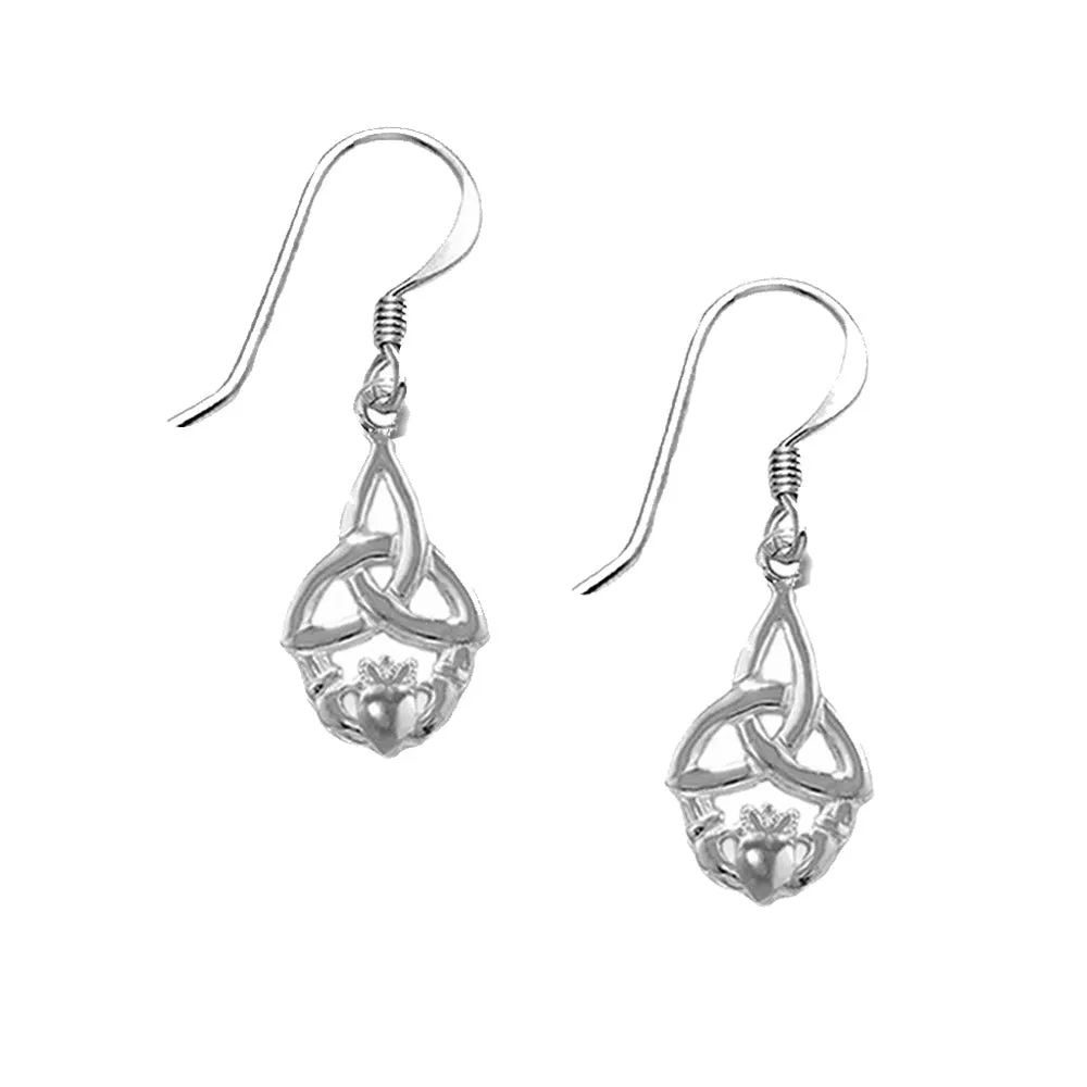 Claddagh Celtic Trinity Earrings, Sterling Silver