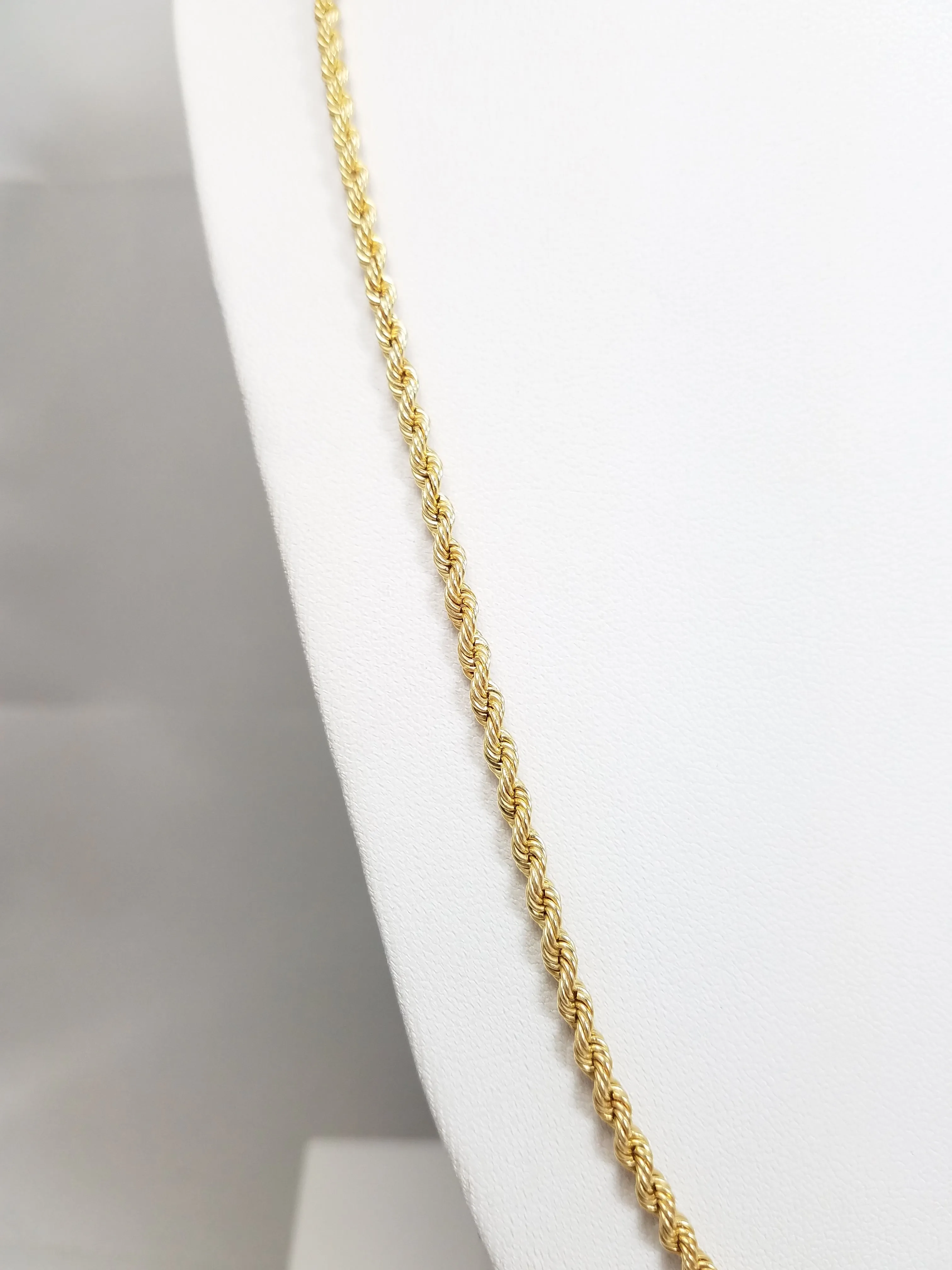 Classic 14k Yellow Gold Hollow Rope Chain 30" Necklace