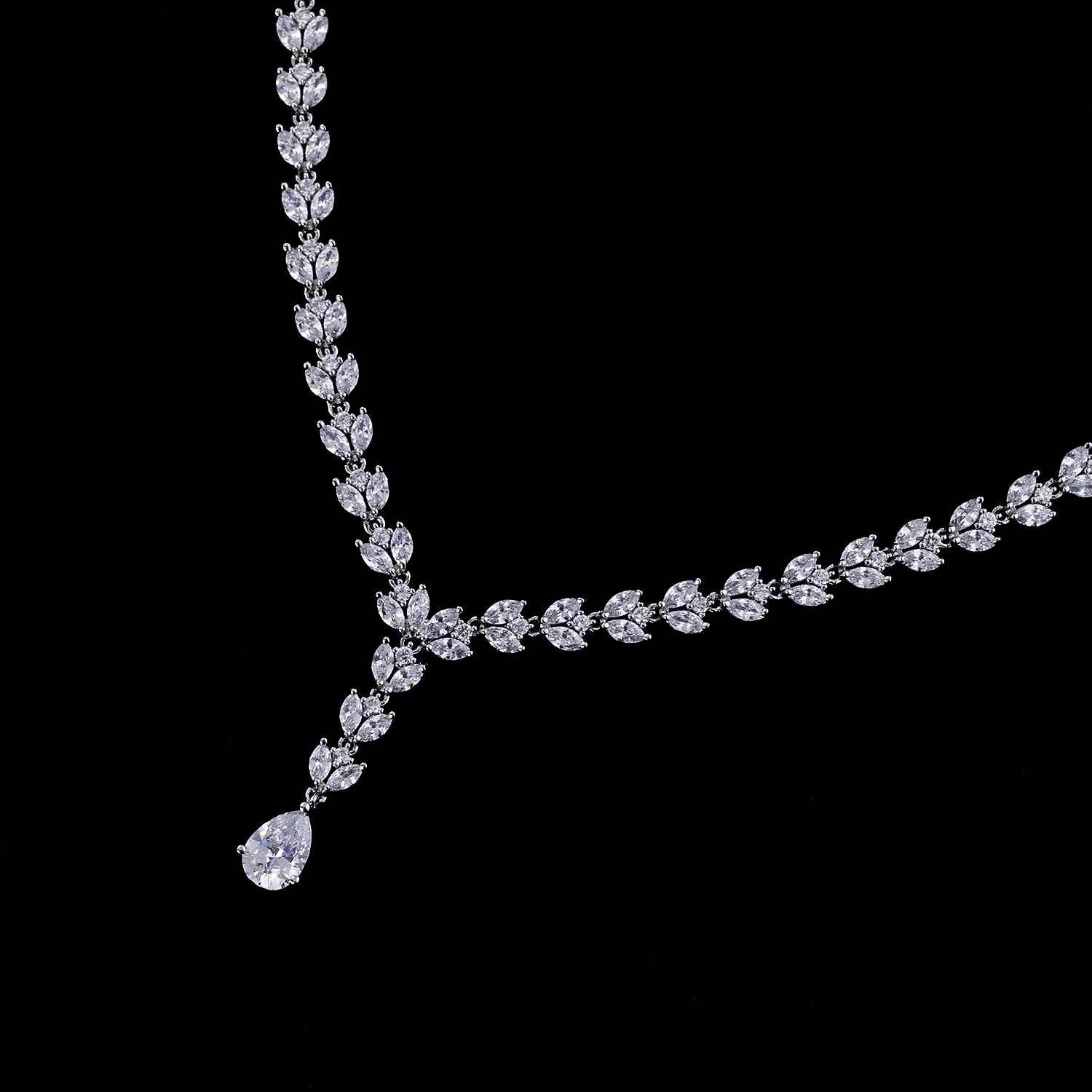 Classic Full Cubic Zirconia Bridal Y Wedding Necklace Earring Set Women Prom Party Jewelry Sets CN10288