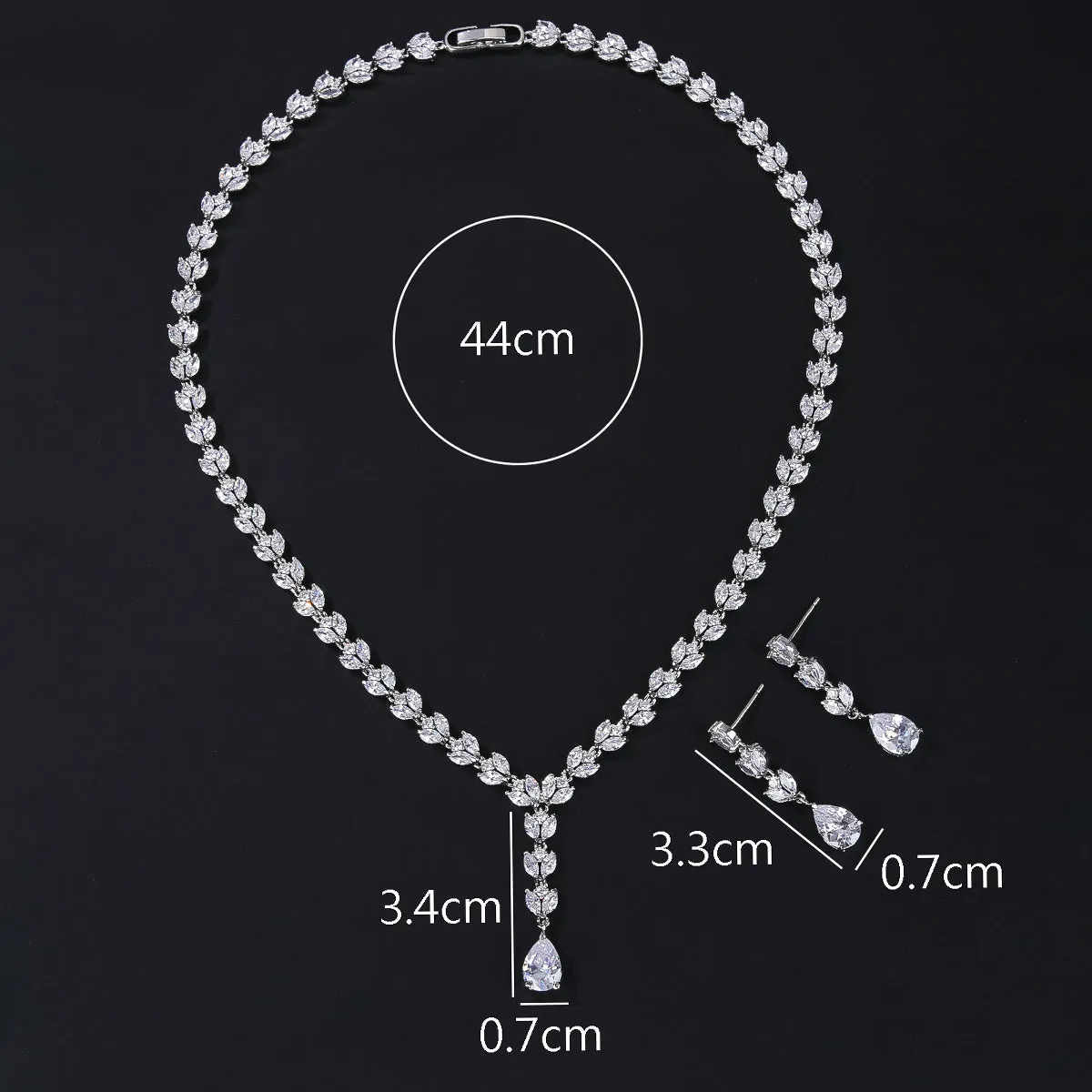 Classic Full Cubic Zirconia Bridal Y Wedding Necklace Earring Set Women Prom Party Jewelry Sets CN10288