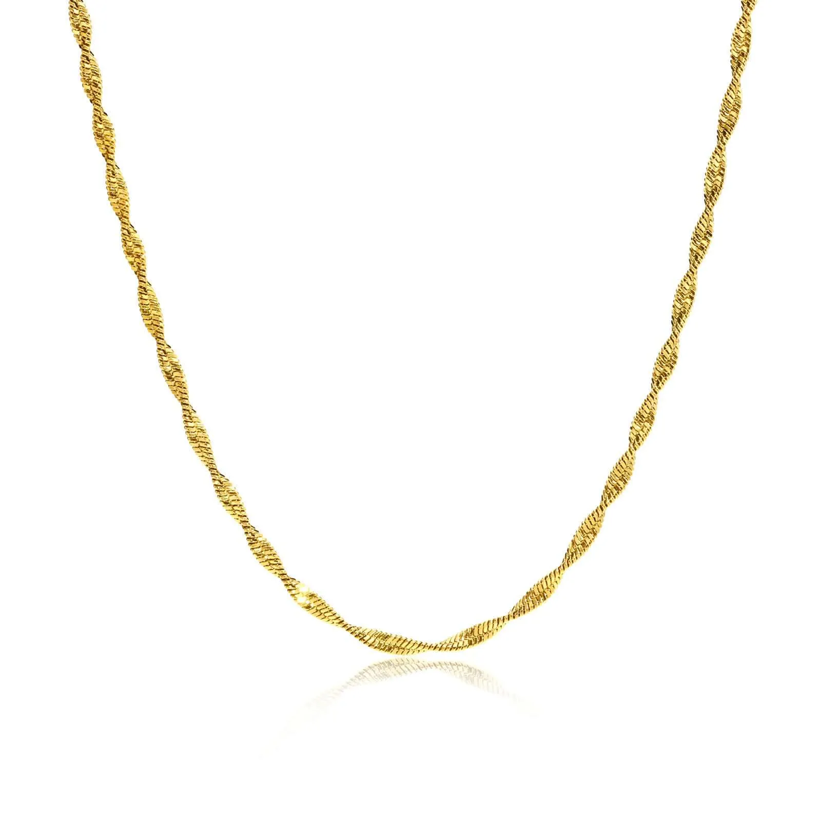 Classic Twist Snake Bone 18K Gold Plated Chain Necklace