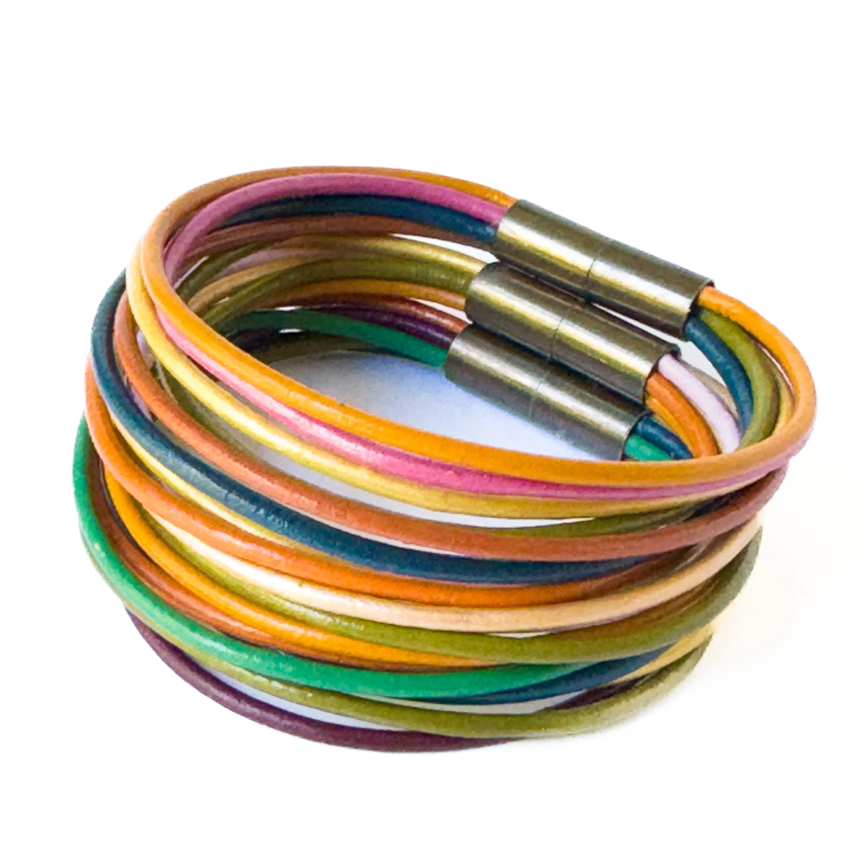 Colorful  Magnetic Leather Stacking Bracelet