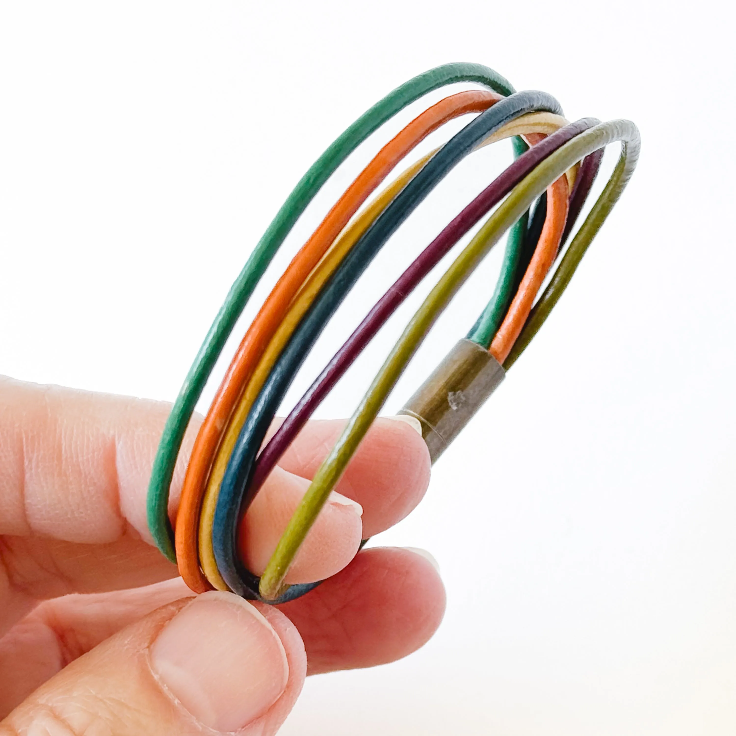 Colorful  Magnetic Leather Stacking Bracelet