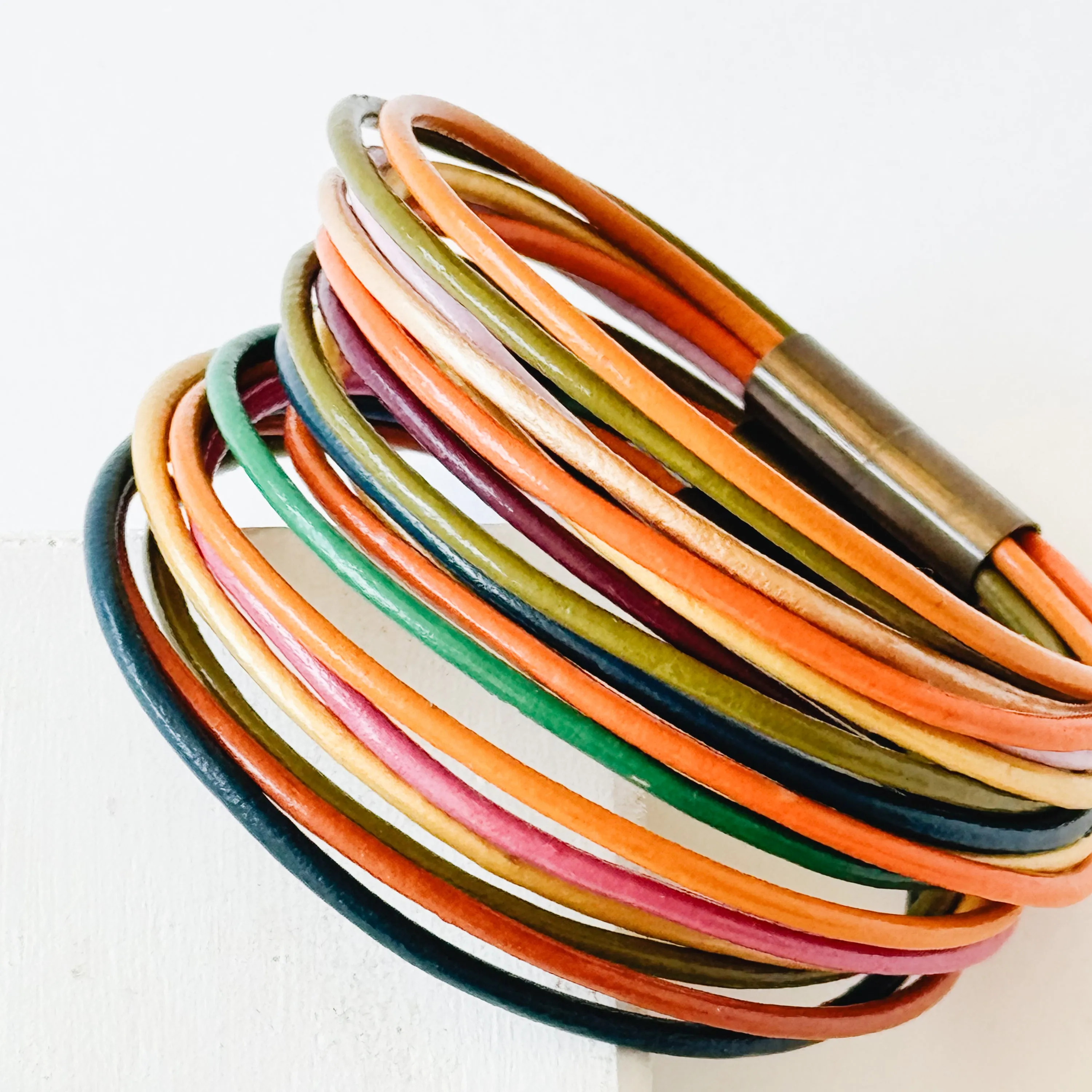 Colorful  Magnetic Leather Stacking Bracelet