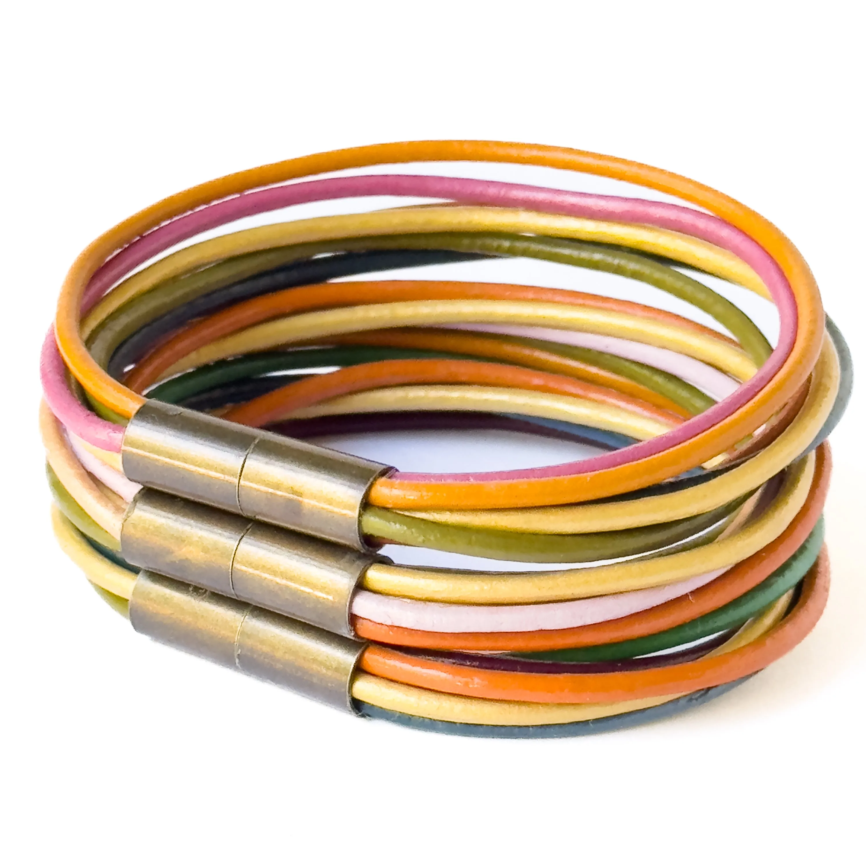 Colorful  Magnetic Leather Stacking Bracelet