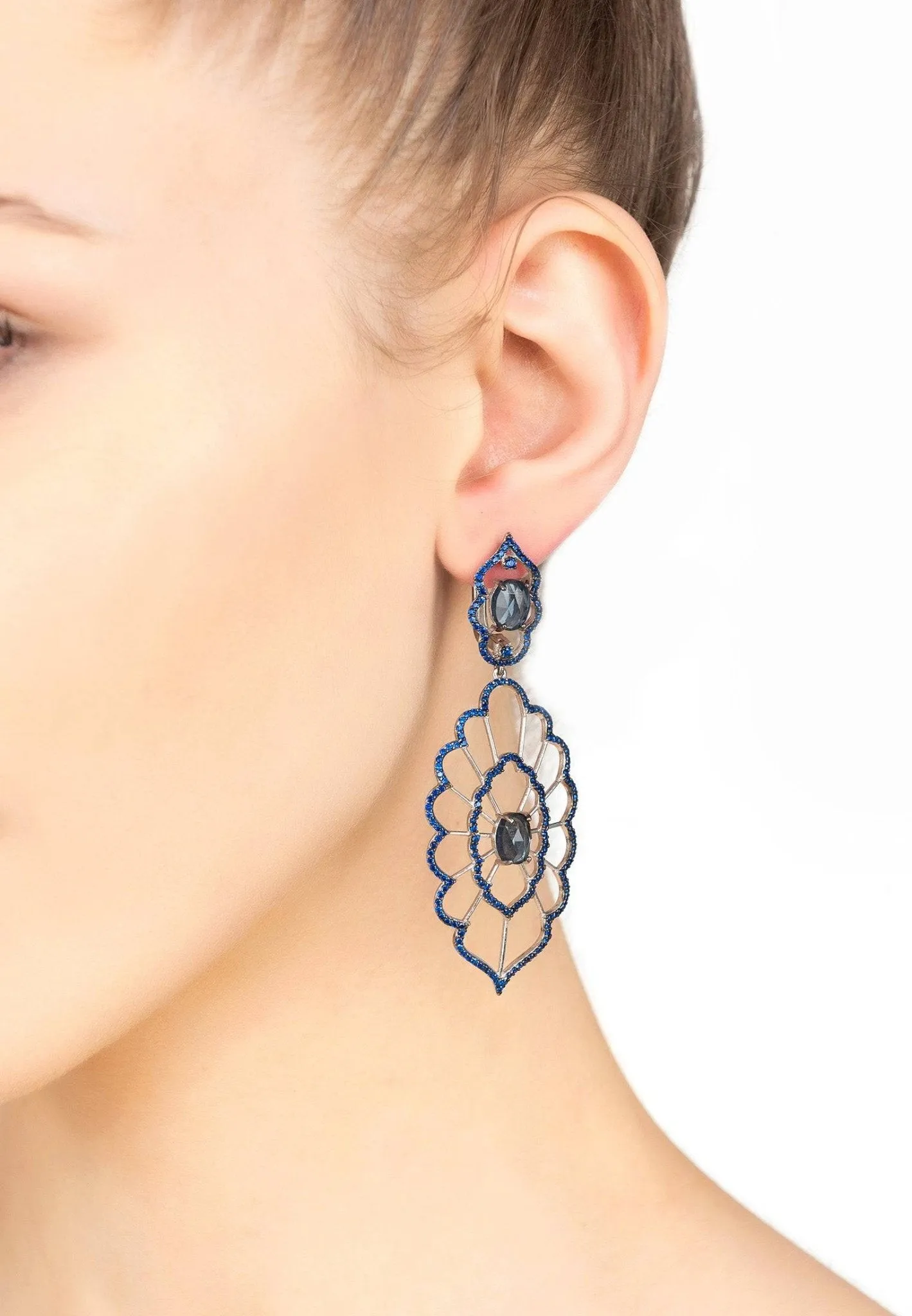 Countessa Earrings Sapphire Blue Silver