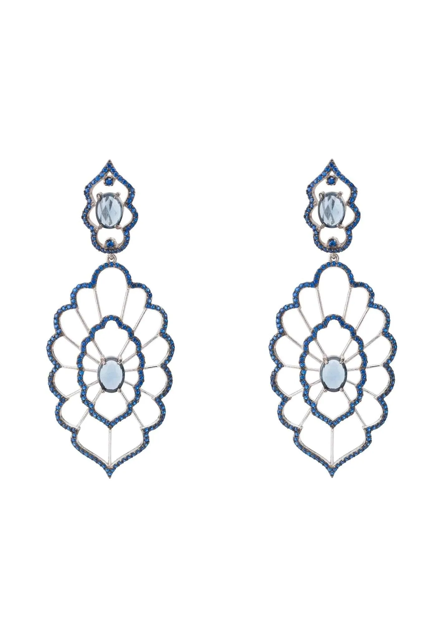 Countessa Earrings Sapphire Blue Silver