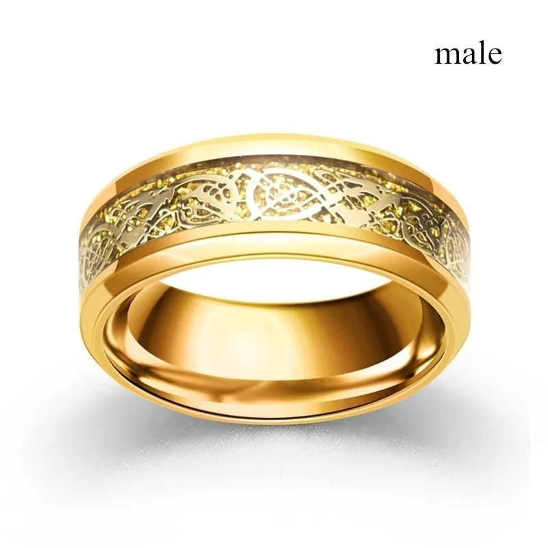 Couple Ring with Zircon Golden Dragon Ring