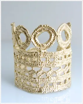 Crochet Cuff Bracelet - Gold Plated