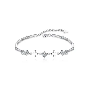 Cross Star with Round Zircon Silver Bracelet for Women