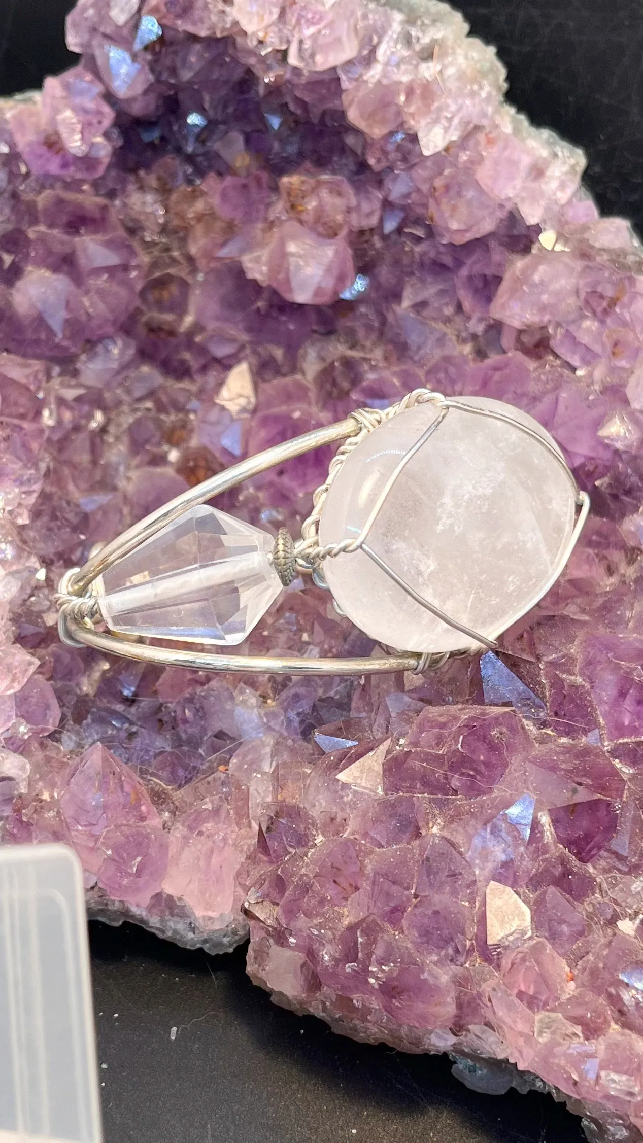 Crystal Quartz Sterling Silver Wirewrapped Bracelet