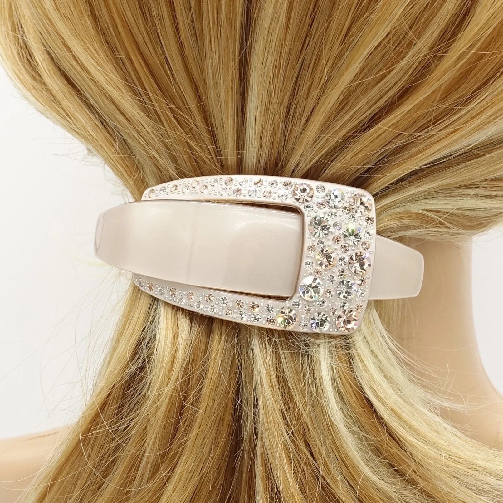 crystal rhinestone embellished buckle cellulose hair barrette women hair accessory