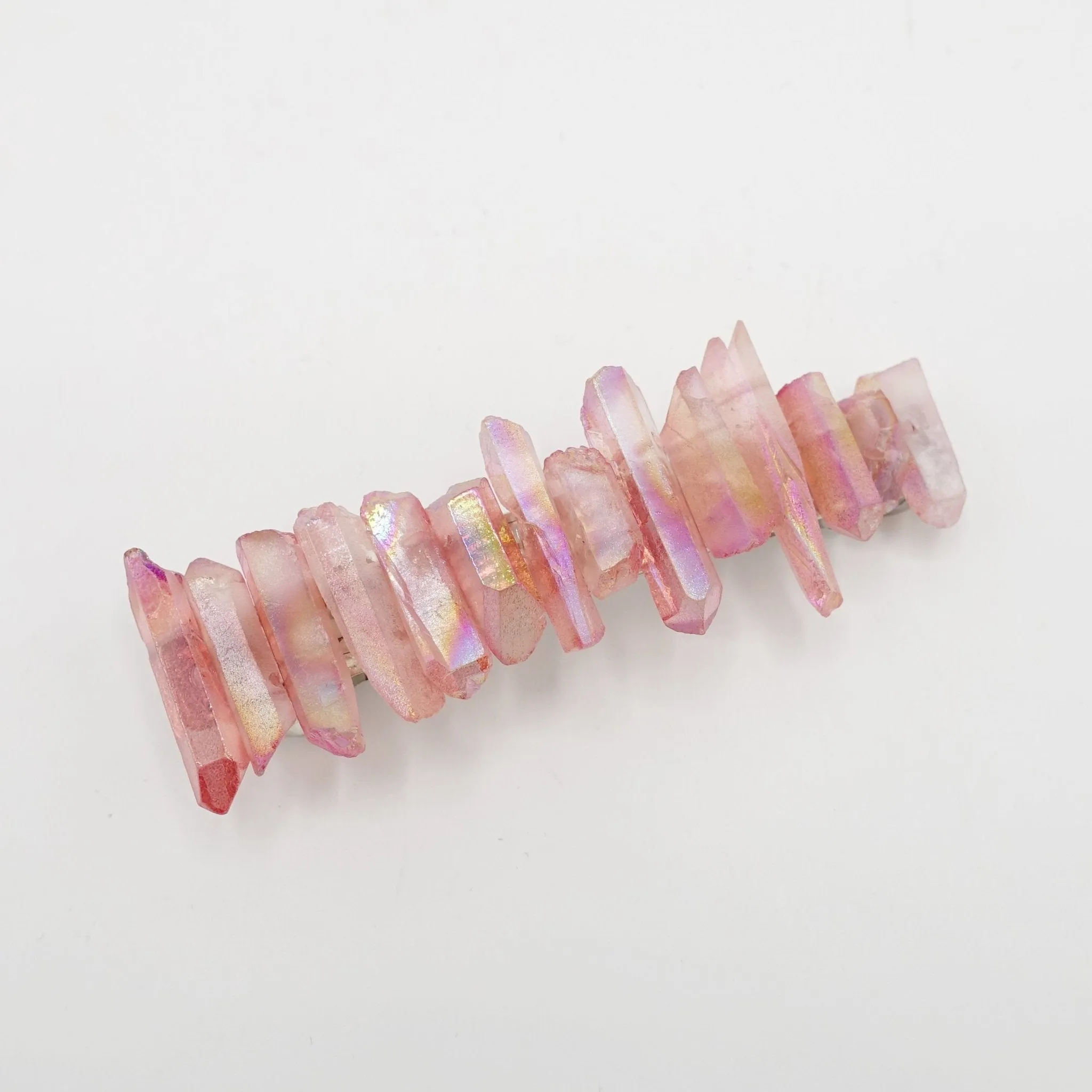 crystal stone hair barrette quartz dyed natural hair accessory for women