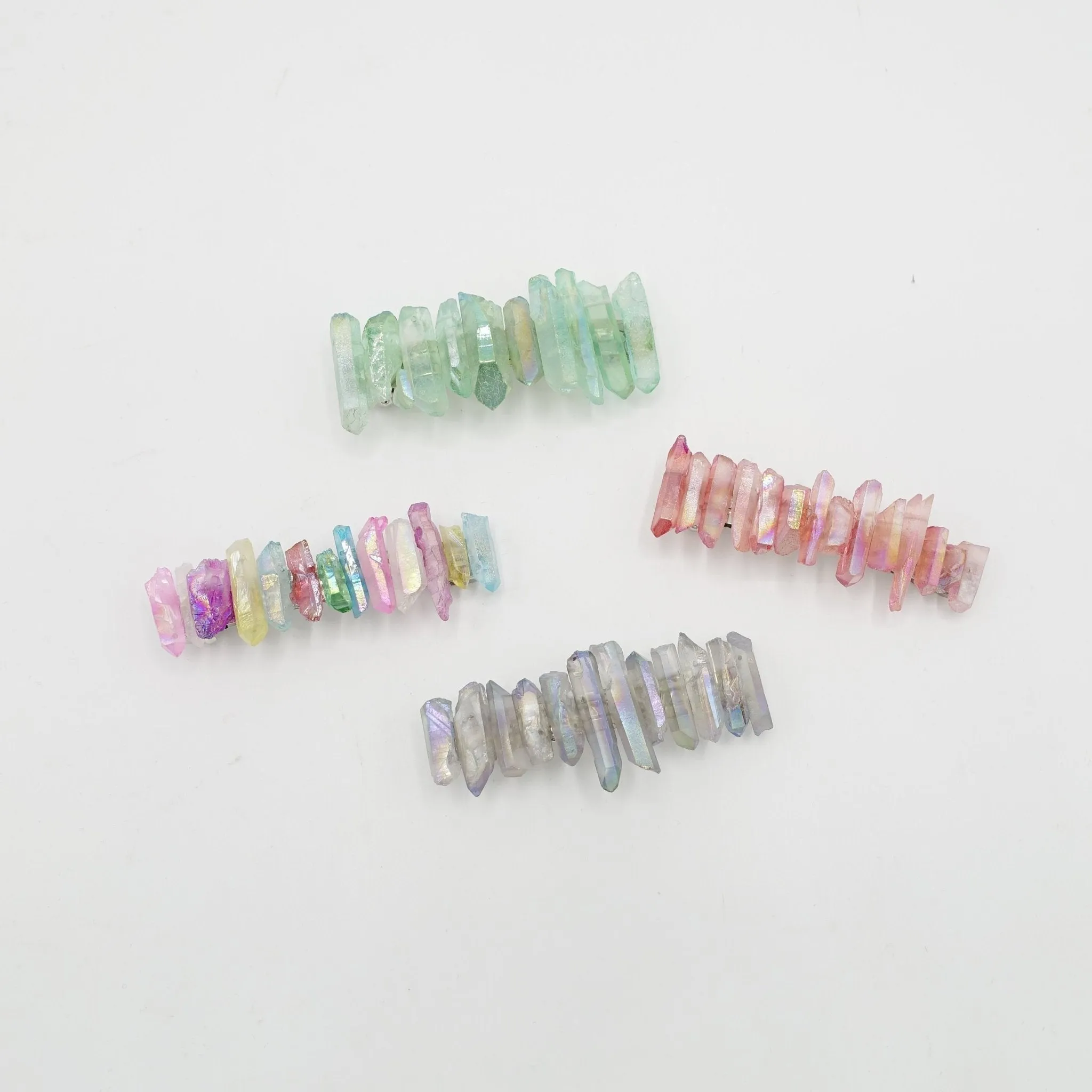 crystal stone hair barrette quartz dyed natural hair accessory for women