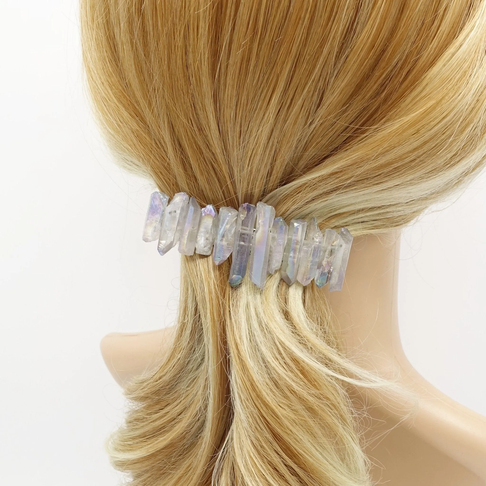 crystal stone hair barrette quartz dyed natural hair accessory for women