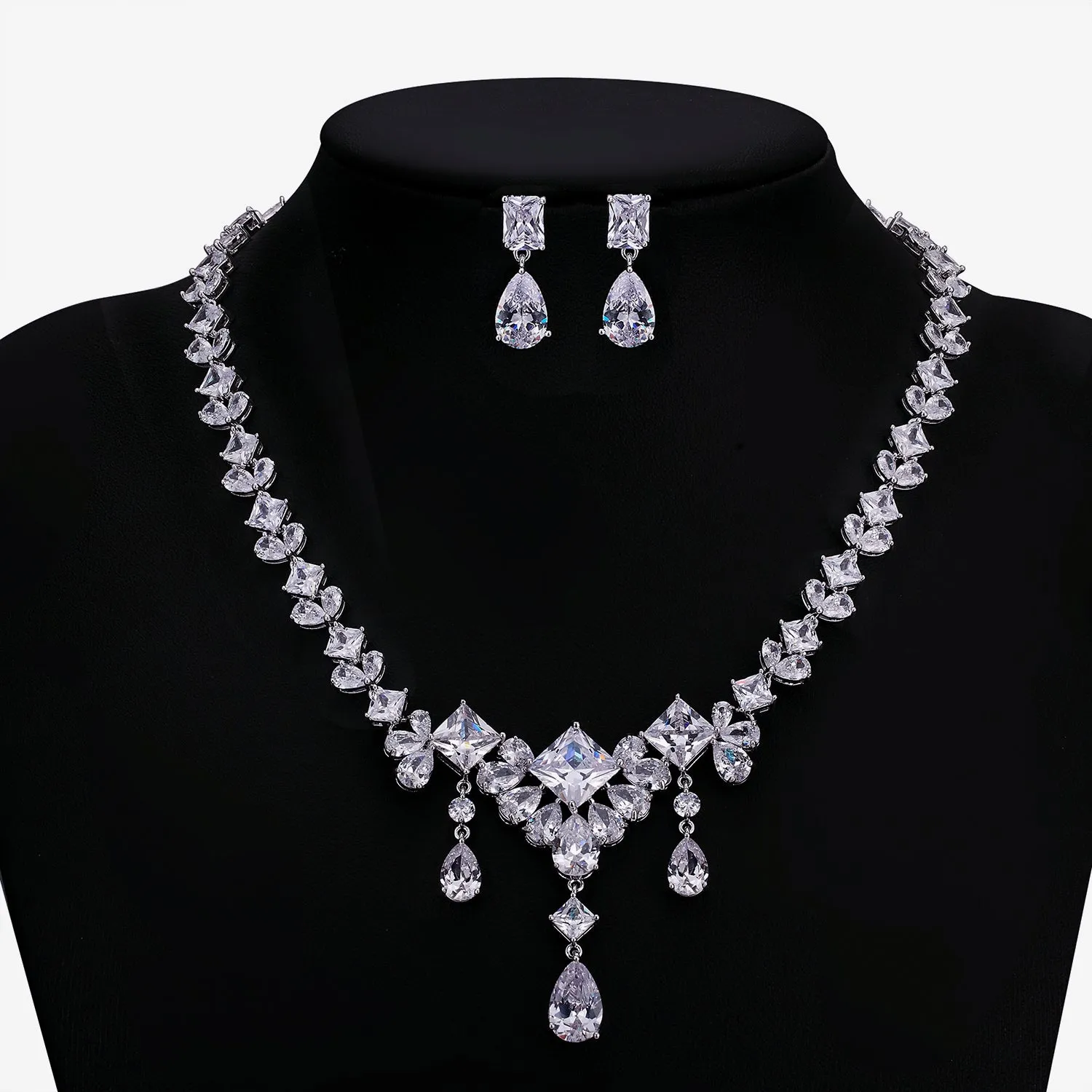 Cubic zirconia Bride Necklace Earring Set for Wedding,Bridesmaid Accessories  CN10154