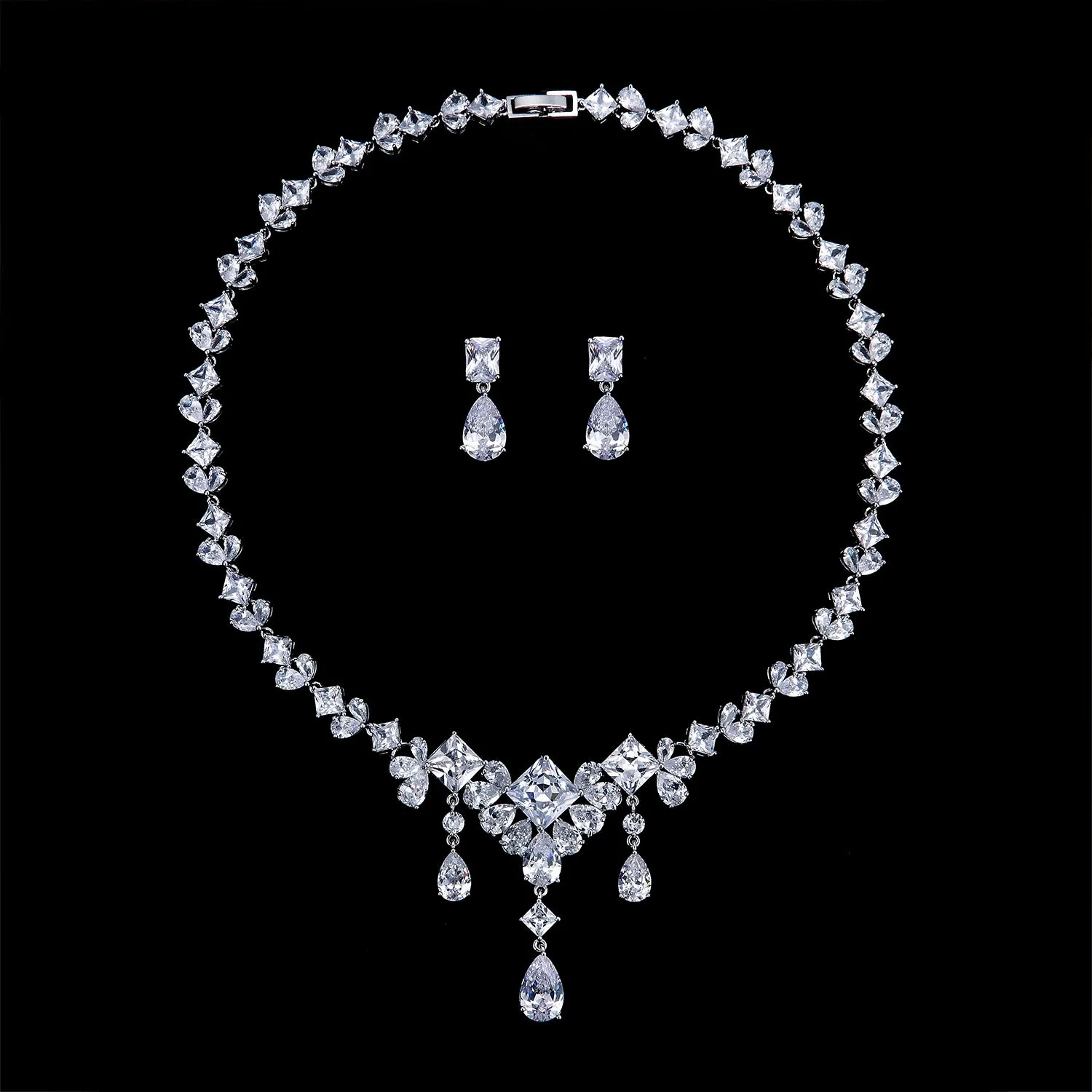 Cubic zirconia Bride Necklace Earring Set for Wedding,Bridesmaid Accessories  CN10154