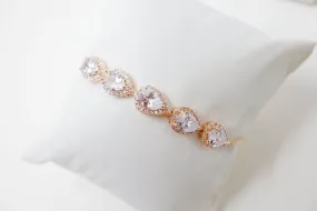 Cubic Zirconia Diamond Drop Crystal Bracelet, Diamond Bracelet, Bridal Jewelry, Bridesmaid Gift, Statement Bracelet.