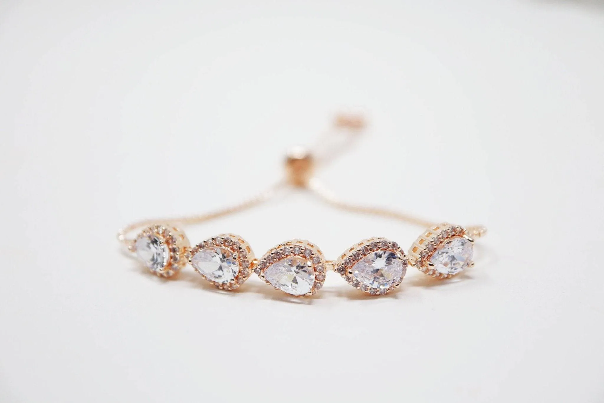 Cubic Zirconia Diamond Drop Crystal Bracelet, Diamond Bracelet, Bridal Jewelry, Bridesmaid Gift, Statement Bracelet.