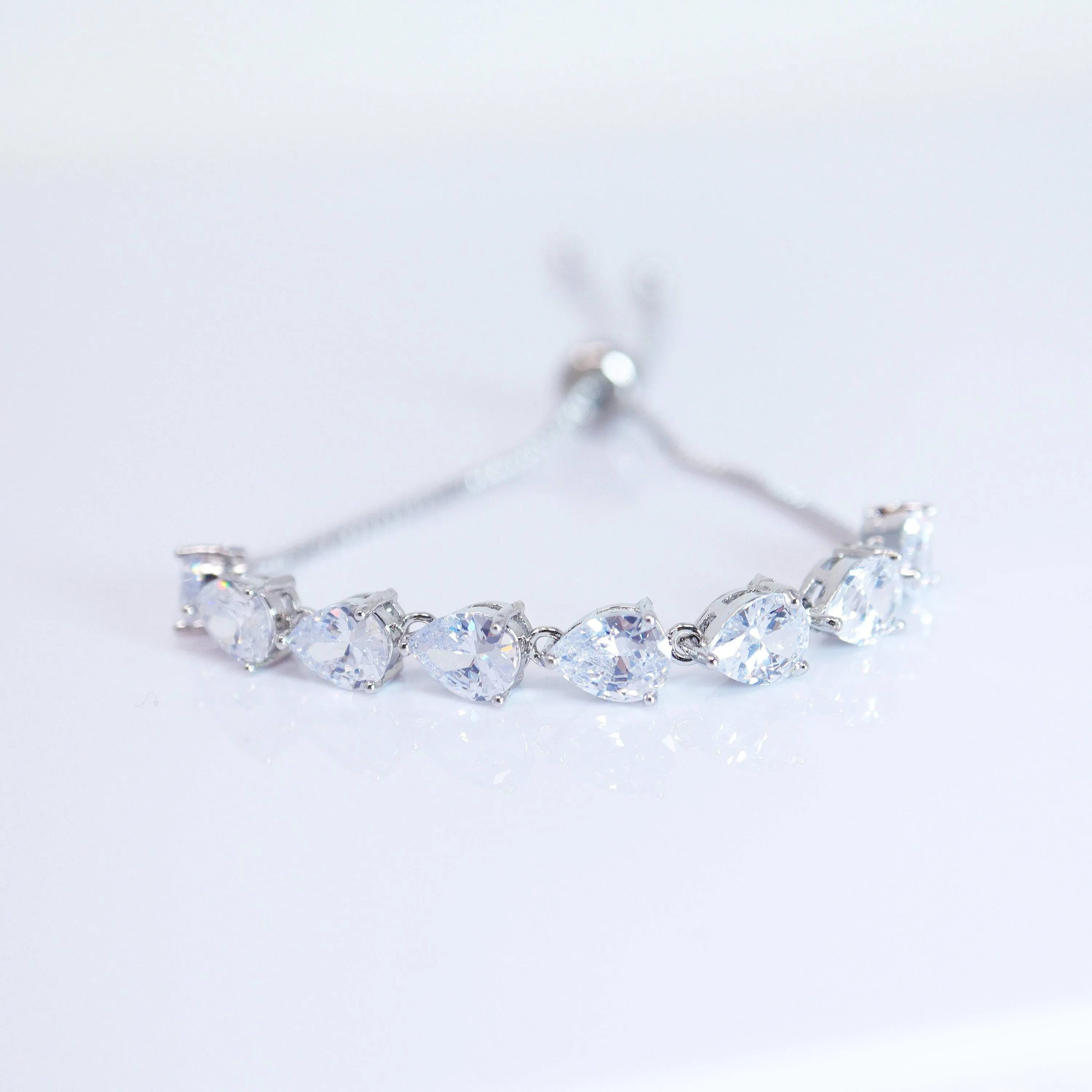 Cubic Zirconia Drop Crystal Bracelet, Diamond Bracelet, Bridal Jewelry, Bridesmaid Gift, Statement Bracelet.