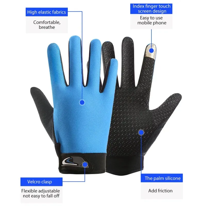 Cycling Fishing Gloves Touch Screen Non-slip Full Finger Thin Breathable Mesh Bike Bicycle Gloves Quick Dry Gloves for Men Women