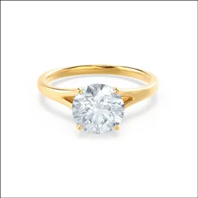 DAHLIA - Round Diamond Split Shank Solitaire 18k Yellow Gold Engagement Ring