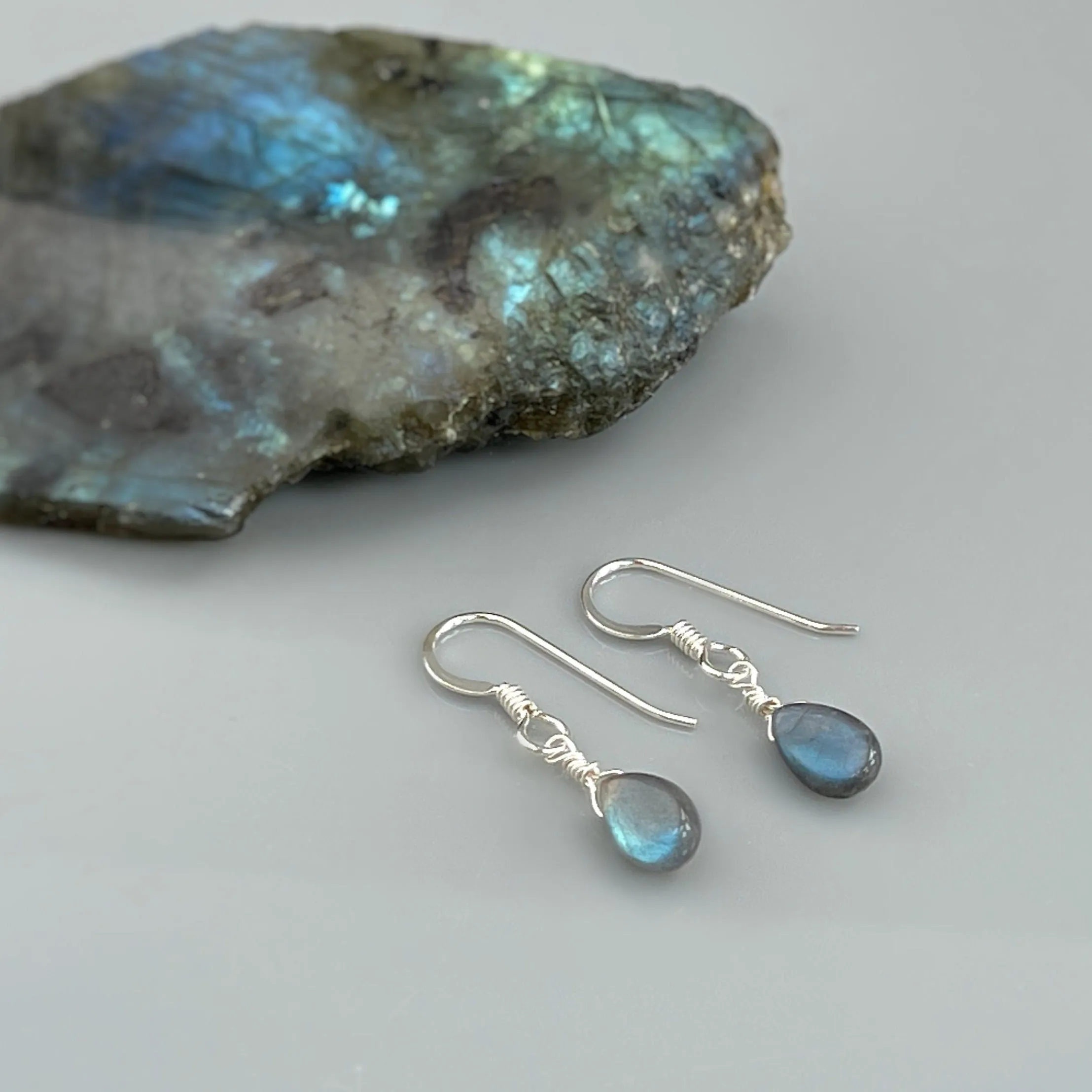 Dainty Labradorite earrings Sterling Silver, 14k Gold fill, and Rose Gold Fill