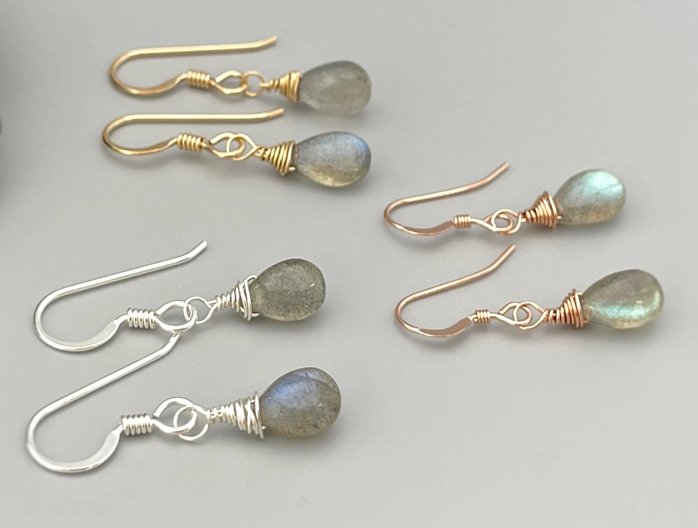 Dainty Labradorite earrings Sterling Silver, 14k Gold fill, and Rose Gold Fill