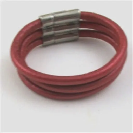 Daring Metallic Rose Leather Cord Cuff Bracelet Triple Strand