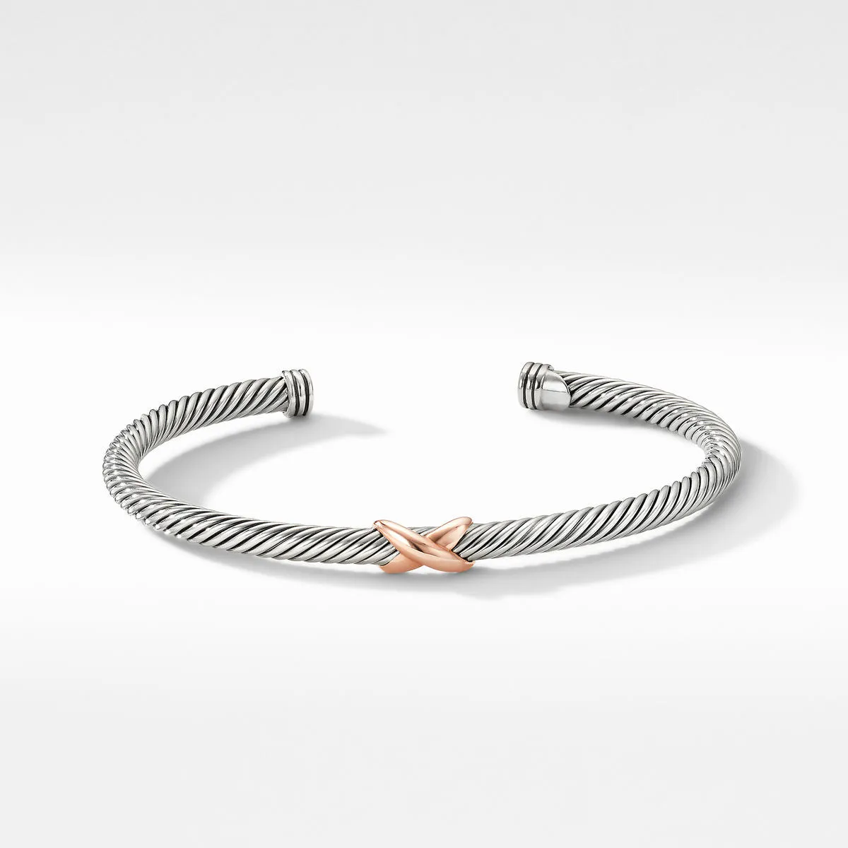 David Yurman 4MM 14k Rose Gold X Station Bracelet