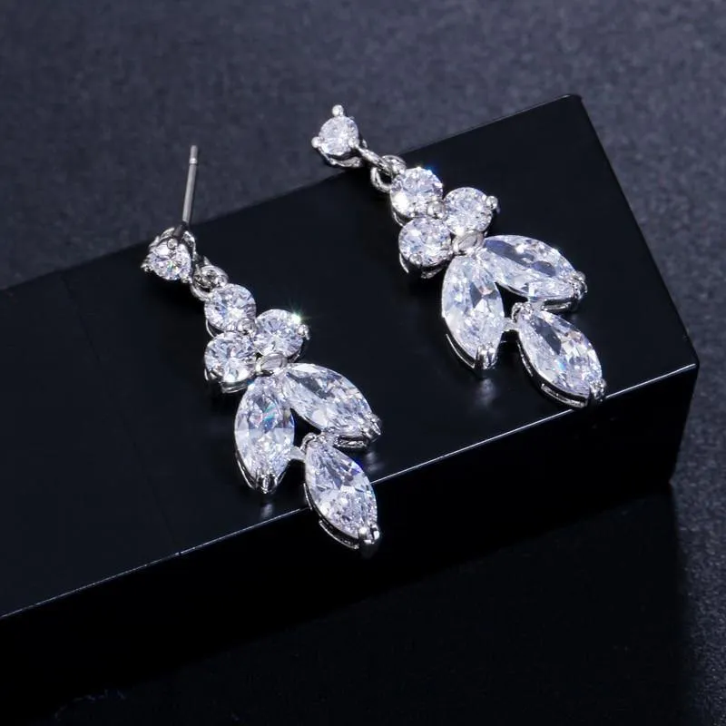 Dazzling AAA  High Quality Cubic Zirconia Diamonds Necklace 4 Piece Wedding Bridal Jewelry Set